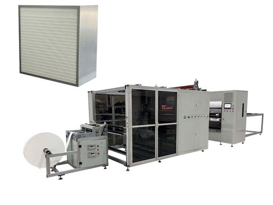 Ligne de production pliante de filtres en fibre de verre modulaires contrôlés par PLC pour les systèmes de ventilation industriels avec une personnalisation flexible